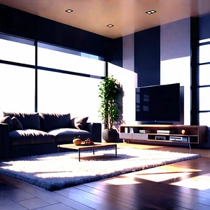 Lifestyle Digital Illustration: Cozy Living Room With Organized Space With Modern Living