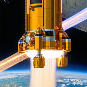 A Space Shuttle Is Shown In The Image, With Its Engine On