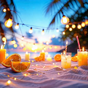 Lifestyle Stock Photography: Holiday Celebration During Summer With Beautiful Beach