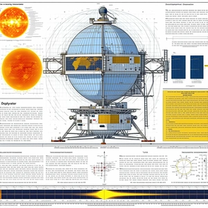 A Large, Round Spacecraft Is Shown In A Diagram, With A Large Globe In The Center