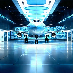 Aerospace Technology In Research Center With Large Blue