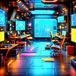 Futuristic Tech Startup Office With Image, There