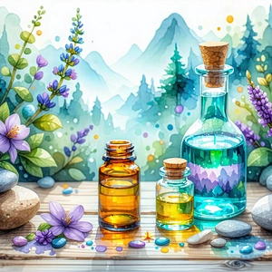 Lifestyle Watercolor Painting: Wellness Scene With Aromatherapy With Image, There
