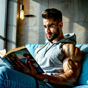 Lifestyle Infographic Style: Fitness enthusiast enjoying reading