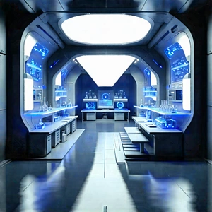Futuristic Research Laboratory With Image, There