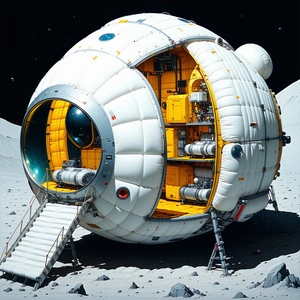 A Large White Spacecraft Is Shown In A Close-up View