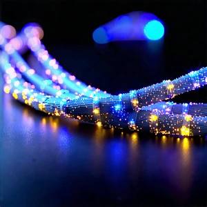 Tech Voxel Art: Close-up Of Fiber Optic Cables With Close-up Blue
