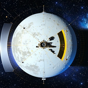 A Large White Space Station, Possibly A Space Shuttle, Floating In The Vastness Of Space