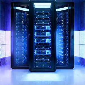 Server Rack With Holographic Projection With Large Computer