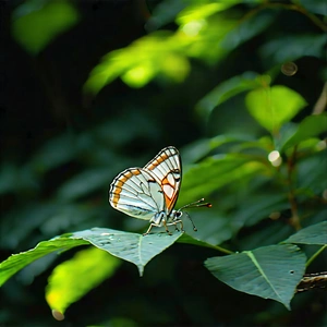 Nature Abstract Design: Butterfly In Natural Habitat With White Orange