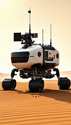 A Large Robotic Vehicle With A Camera On Its Front