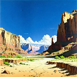 Nature Lithograph: Clear Sky Over Canyon Floor With Painting Beautiful