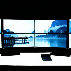 Business Matte Painting: Tech Professional Using Multiple Monitors With Large Computer