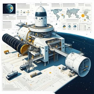 In This Image, There Is A Large Space Station With A Dome-shaped Structure On Top