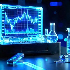 Financial Technology In Modern Laboratory With Computer Monitor