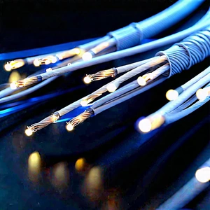 Close-up Of Fiber Optic Cables With Close-up Bunch