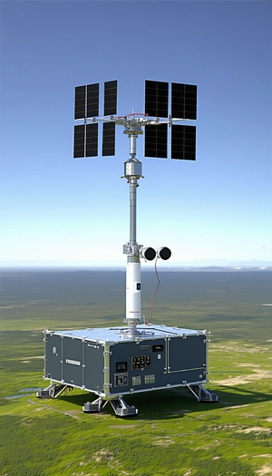 A Large Satellite Dish With A Weather Station Attached To It