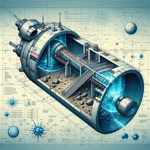 The Image Is A Detailed Drawing Of A Spacecraft, Showcasing Its Various Components