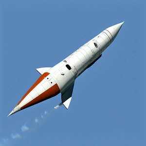 A Rocket Is Flying Through The Sky, Leaving A Trail Of Smoke Behind It