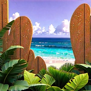 Nature Editorial Photography: Tropical Plants In Coastal Environment With Beautiful Beach