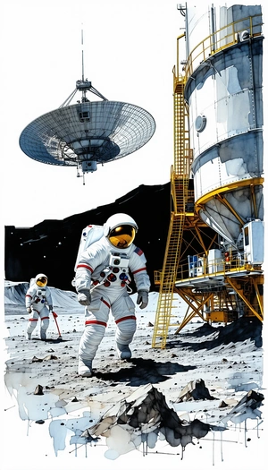 In The Image, There Are Two Astronauts Walking On The Moon