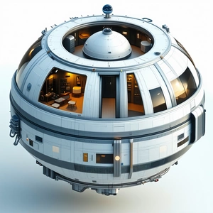 A Large, Round, White Structure Is Shown In A 3d Model