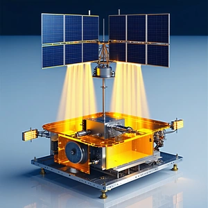 A Spacecraft With A Solar Panel On Its Side, Floating In The Air