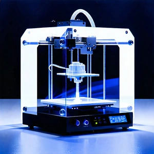 Tech Vector Art: 3d Printer With Holographic Projection With Printer Shown