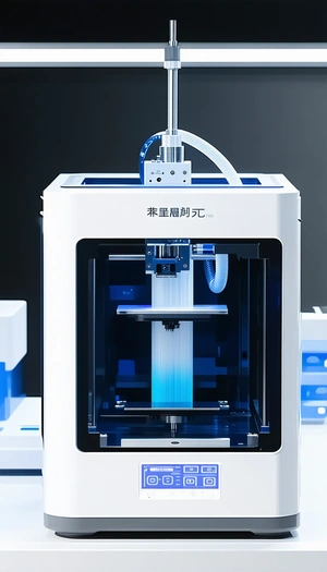A White And Blue 3d Printer, Which Is In The Process Of Printing A Blue Object