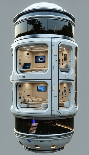 A Large White Space Ship Is Shown In A Three-dimensional View
