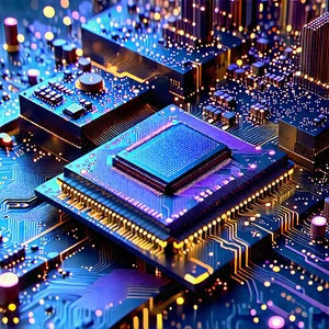 Circuit board with (digital:1.11) particles