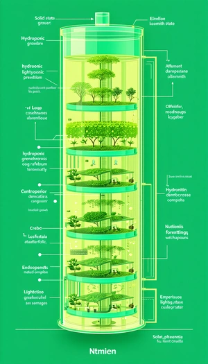 The Image Is A Green And White Diagram Of A Building, Which Appears To Be A Skyscraper