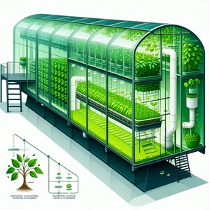 The Image Is A Large, Colorful Drawing Of A Greenhouse Filled With Various Plants