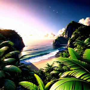 Nature Editorial Photography: Tropical Plants In Coastal Environment With Painting Tropical