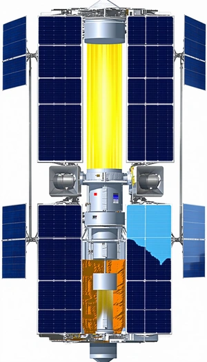 A Spacecraft Is Shown In A Close-up View, With A Solar Panel On The Side