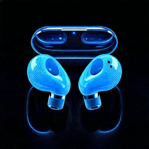 Wireless Earbuds With Data Visualization With Pair Blue