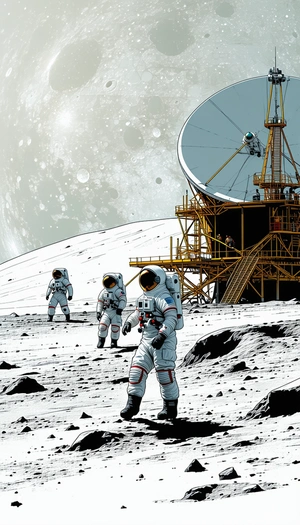 In The Image, There Are Three Astronauts Standing On The Moon