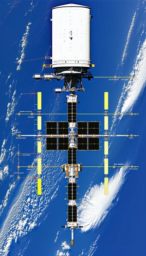 A Large Space Station With A Distinctive Cross Shape