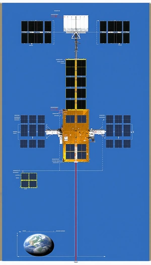 The Image Is A Blueprint Of A Space Station, Showing The Various Components And Their Arrangement