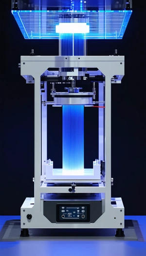 A Large, Blue, Electrical Device With A Long, Blue Cord Coming Out Of It