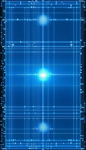 The Image Is A Blue Screen With A Bright Sun In The Center