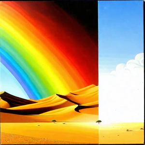Nature Gouache Painting: Rainbow Over Desert With Painting Desert