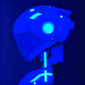 Robot with blue light (glow:1.23)