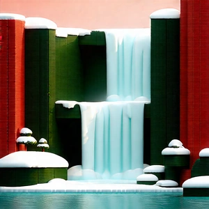 Nature Advertising Photography: Waterfall In Winter Snow With Large, Multi-tiered