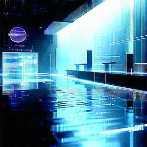 Futuristic Research Laboratory With Image, There