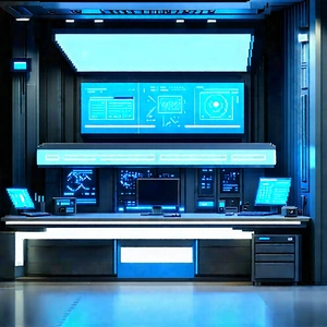 (futuristic:1.18) Tech Startup Office With Image, There