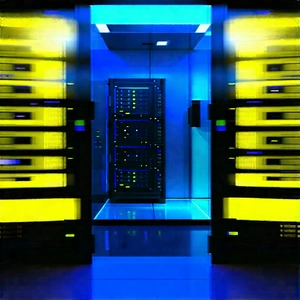 Server Rack With Holographic Projection With Image, There