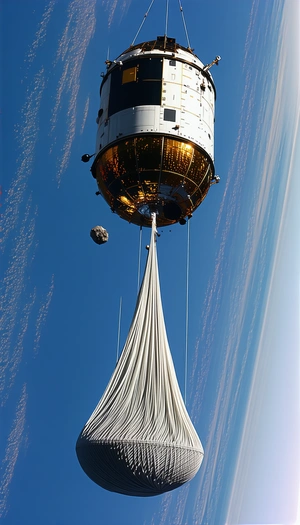 A Space Shuttle Is Being Lifted Off The Ground By A Large Cable