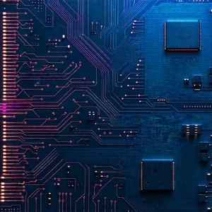 Circuit board with neon accents