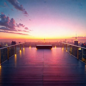 Urban Blender Artwork: Observation Deck With Sunset (glow:1.33) With Large Deck